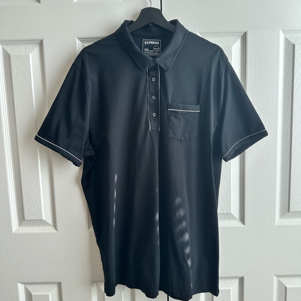 Express Black Polo Shirt Smooth Lightweight Fabric